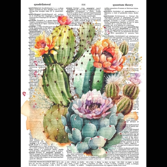 Wild Watercolor Cactus Blossom Dictionary Art Print Bundle - Picture 4 of 7